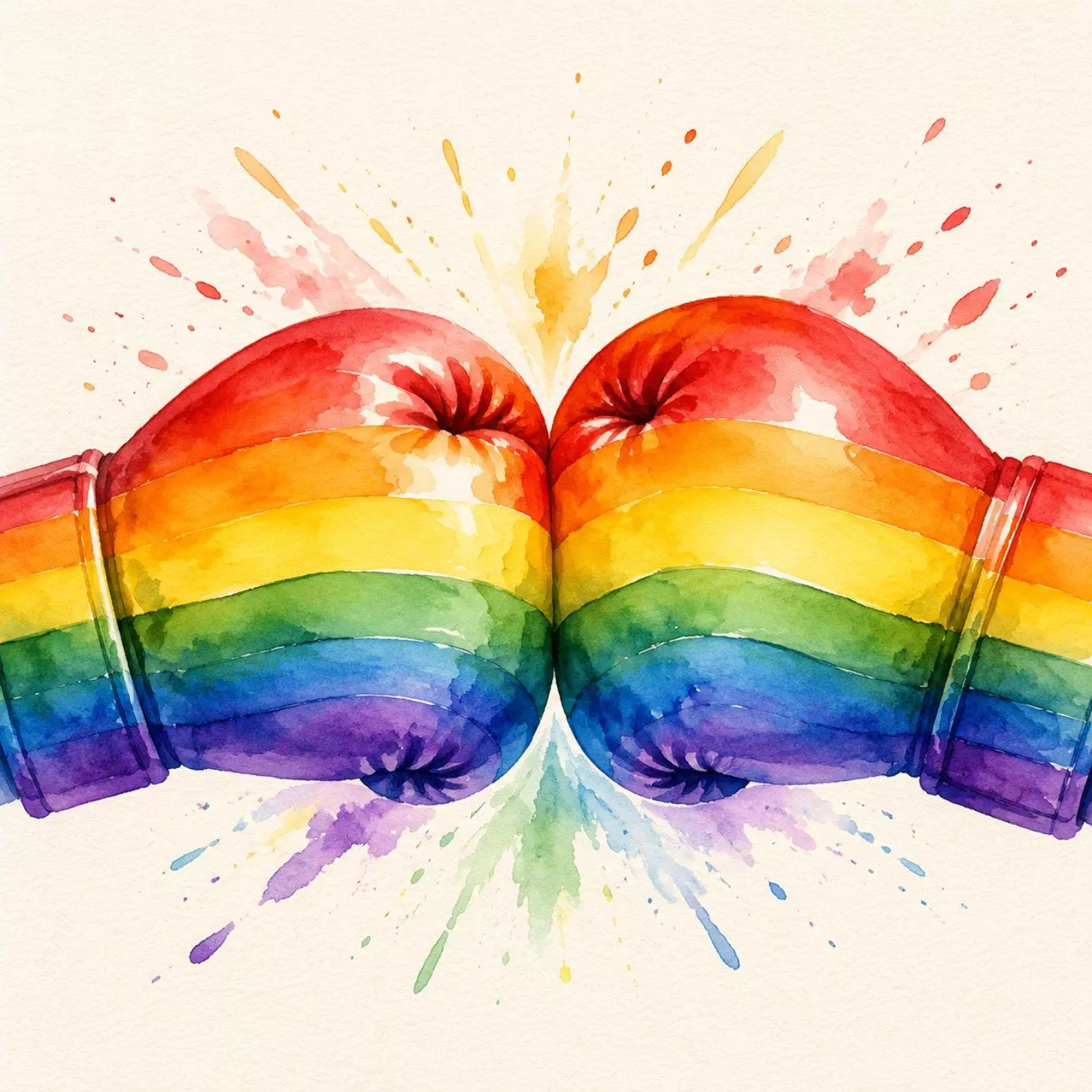 deux gants de boxes aux couleurs arc-en-ciel