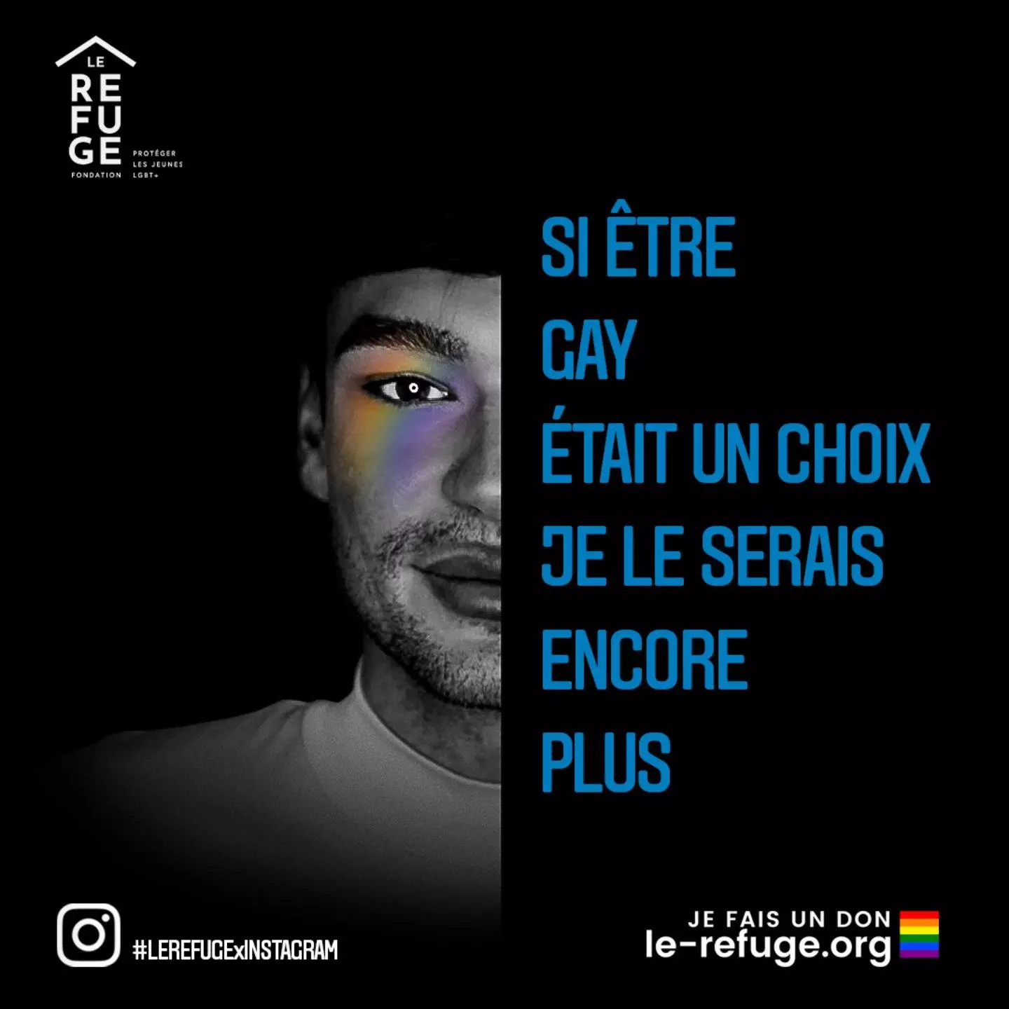 marche des fiertés avec une banderole le refuge