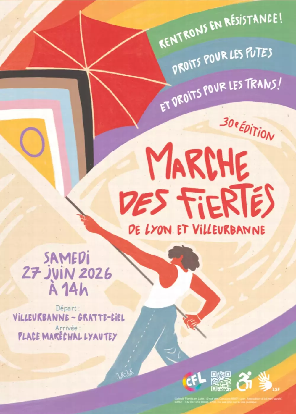 Affiche de la Marche des Fiertés 2026 à Lyon