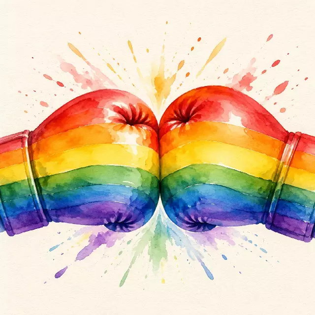 deux gants de boxes aux couleurs arc-en-ciel