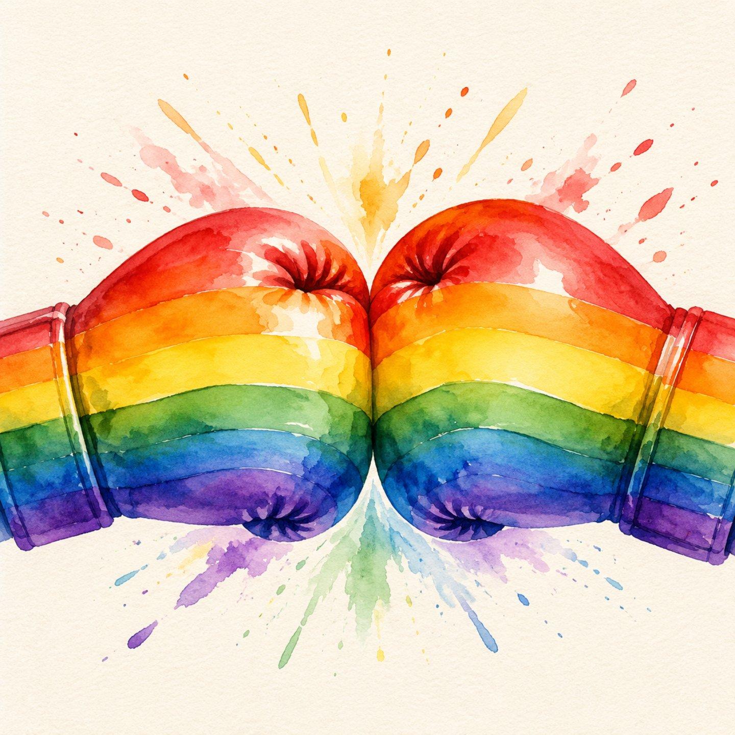deux gants de boxes aux couleurs arc-en-ciel