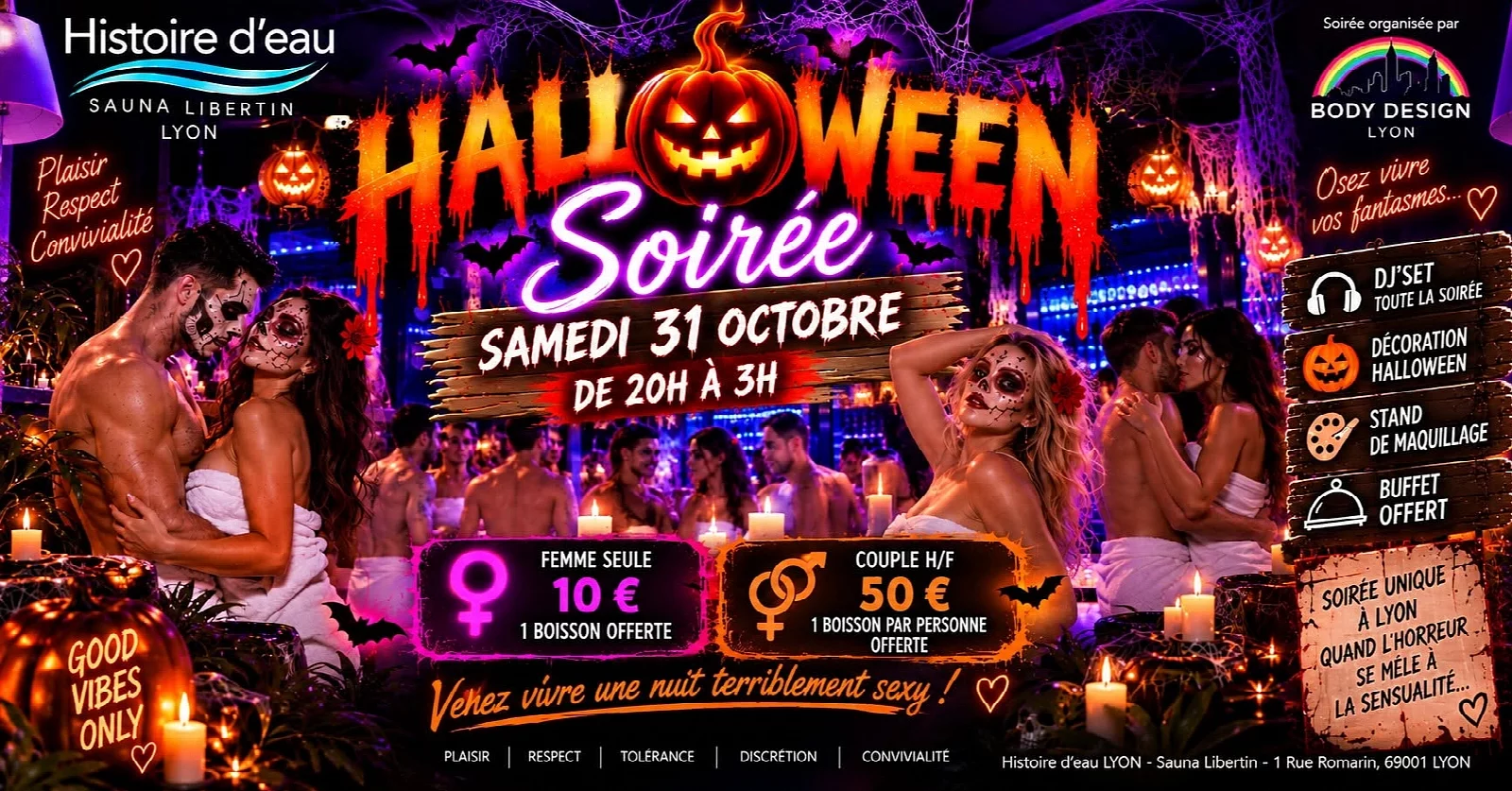 Affiche de 🎃👻 HALLOWEEN PARTY – SOIRÉE 100 % COUPLES & FEMMES SEULES 👻🎃
